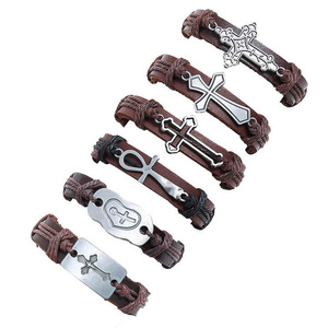 bransoletka CROSS - BROWN, zestaw 6 bransoletek