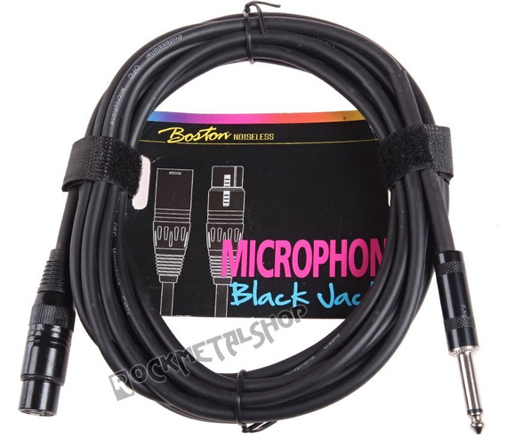 przewód mikrofonowy BOSTON "Black Jack":  XLR -  DUŻY JACK mono (6.3mm) / 5m