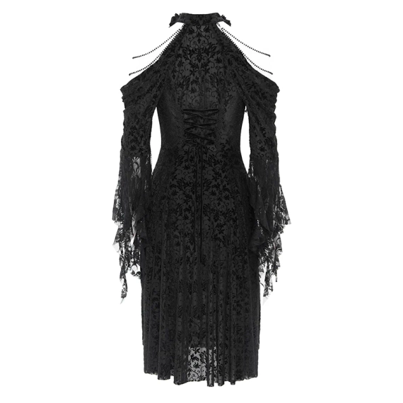 sukienka DEVIL FASHION - BLACK GOTHIC BEADED