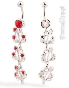 kolczyk do pępka FASHION 12 oczko czerwone [PWST8]