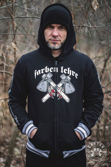 bluza rozpinana FARBEN LEHRE - INDIAN (black), z kapturem 