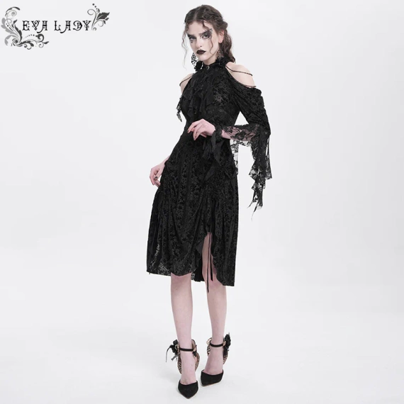 sukienka DEVIL FASHION - BLACK GOTHIC BEADED