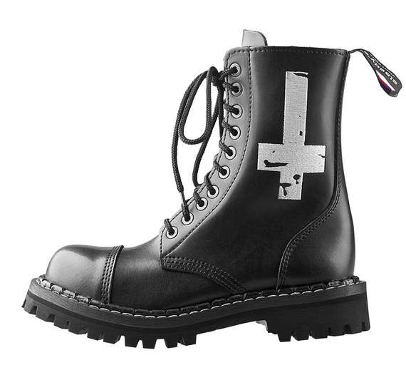 glany STEADY'S - 10 dziurek, czarne / KRZYŻ BIAŁY (STE/10/HAFT)