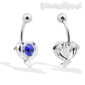 kolczyk do pępka DOLPHINS oczko niebieskie [BST177]