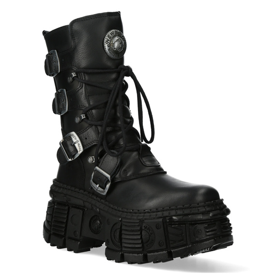 buty NEW ROCK ITALI NEGRO NOMADA NEGRO, TANK CASCO NEGRO sin herrajes [M-WALL373-S5]