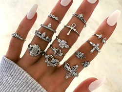 pierścionek PUNK GOTHIC, zestaw 9 szt
