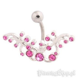 kolczyk do pępka GRONO oczko różowe [BST677]