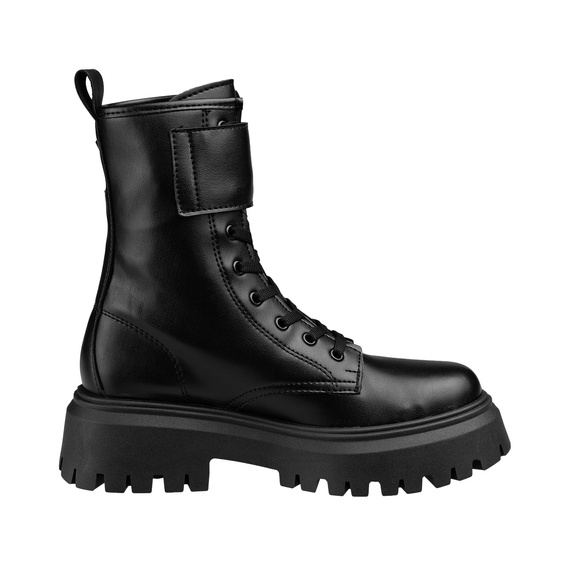 buty damskie ALTERCORE czarne 9-dziurkowe z klamrami (RENNIE VEGAN BLACK)