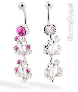 kolczyk do pępka ROSES oczko różowe [PWST16]