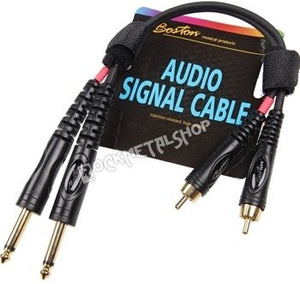 przewód audio BOSTON: 2x RCA (cinch) -  2x JACK MONO duży (6.3mm) / 30cm