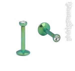 TYTANOWY KOLCZYK MADONNA MONROE LABRET kolor zielony, oczko crystal [TINMLBJ]