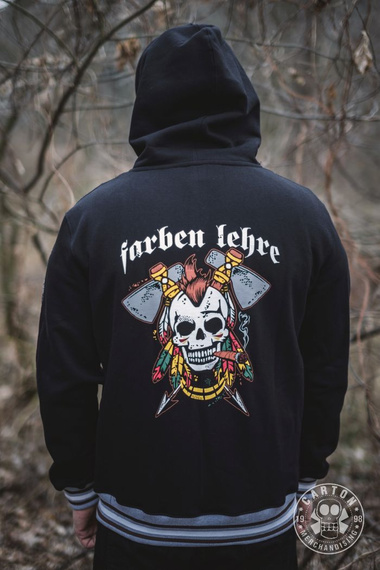 bluza rozpinana FARBEN LEHRE - INDIAN (black), z kapturem 