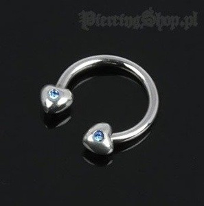 KOLCZYK DO SUTKA SERDUSZKA PODKOWA KOLOR NIEBIESKI [CBRSD-05]