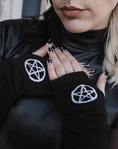 rękawiczki KNITTED PENTAGRAM czarne