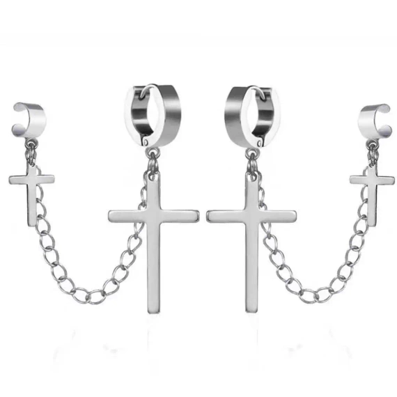 kolczyki - SILVER CROSS, para