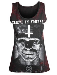 bluzka damska AMENOMEN - FRANKENSTEIN na ramiączkach (OMEN088DAR ALLPRINT RED)