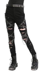 spodnie damskie DEVIL FASHION - BLACK GOTHIC PUNK
