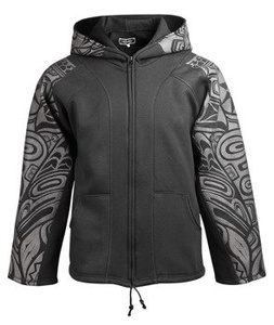 bluza HEXAGON - TRIBAL BLACK & GREY rozpinana, z kapturem (F03/YODA/DW)