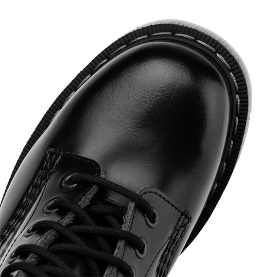 glany SOLOVAIR - 11 EYE DERBY BOOT (BLACK HI-SHINE) S11-981-BK-G