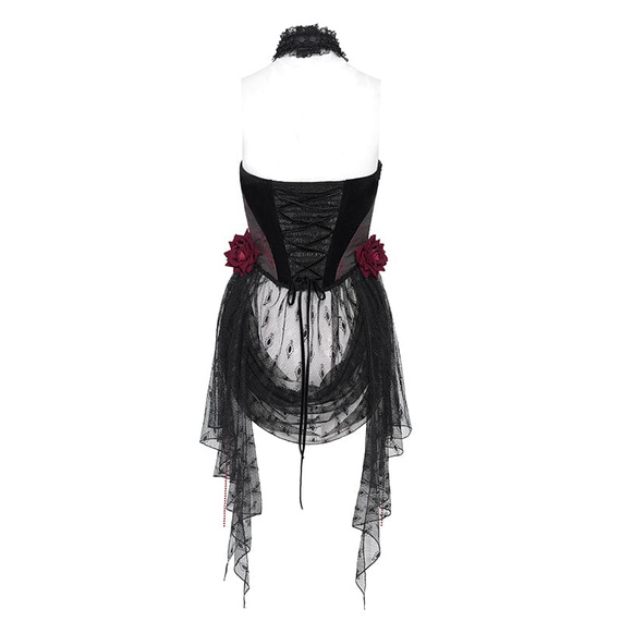 gorsetowy top DEVIL FASHION - RED GOTHIC FLOWER 