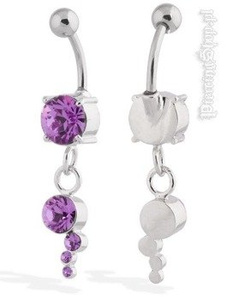 kolczyk do pępka 4 OCZKA ametyst [BST669]