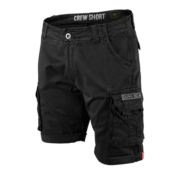 spodnie bojówki krótkie ALPHA INDUSTRIES - CREW SHORT BLACK