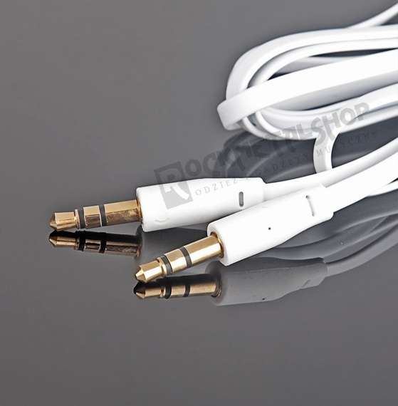 przewód audio płaski FAT SLIM  - JACK /JACK stereo mały (3.5mm) / 1m biały