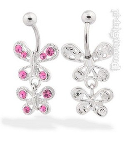 kolczyk do pępka FASHION 10 oczko różowe [PWST13]