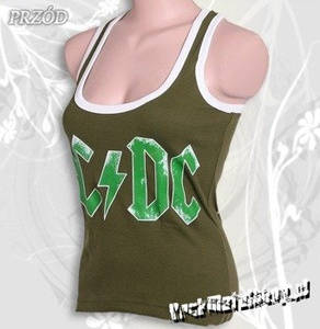 bluzka damska AC/DC - LOGO oliwkowa, na ramiączkach