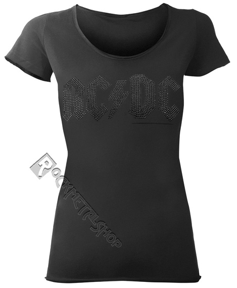 bluzka damska AC/DC - LOGO CHARCOAL BLACK, cyrkonie
