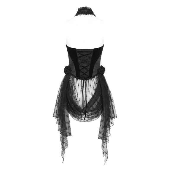 gorsetowy top DEVIL FASHION - BLACK GOTHIC FLOWER 