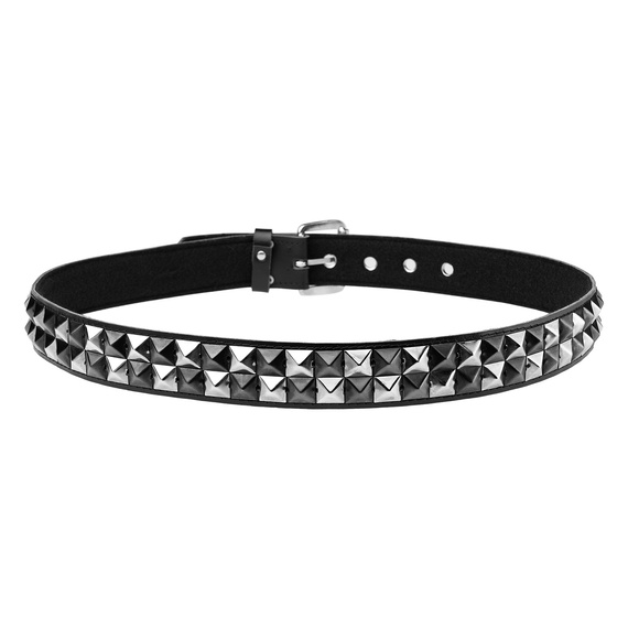 pasek z ćwiekami PYRAMID 2-RZĘDY, skóra ekologiczna