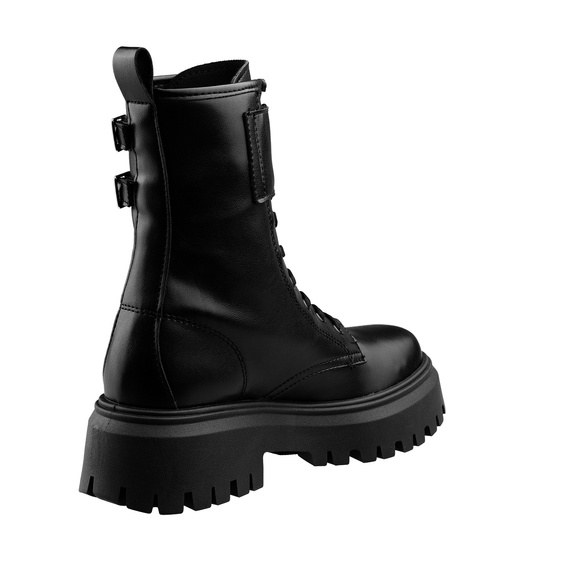 buty damskie ALTERCORE czarne 9-dziurkowe z klamrami (RENNIE VEGAN BLACK)