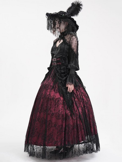 spódnica DEVIL FASHION - BLACK AND RED GOTHIC GORGEOUS 