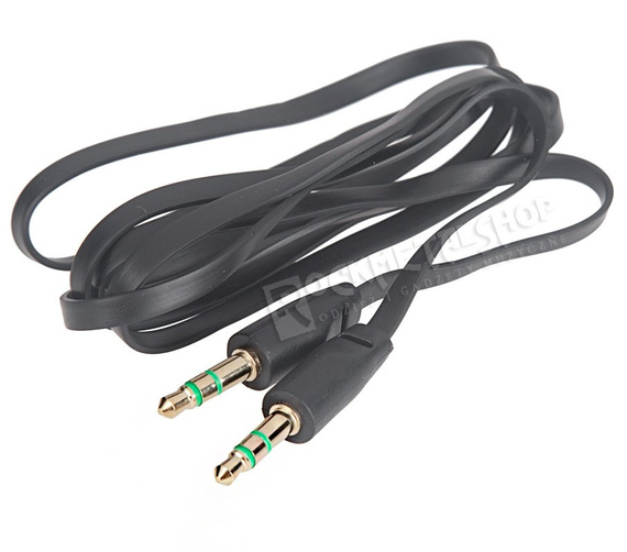 przewód audio płaski FAT SLIM  - JACK /JACK stereo mały (3.5mm) / 1m czarny