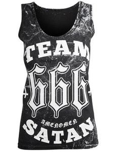 bluzka damska AMENOMEN - TEAM SATAN na ramiączkach (OMEN082DAR ALLPRINT WHITE)