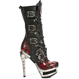 buty damskie NEW ROCK ITALI NEGRO PULIK ROJO ROCK ACERO [M.ROCK222-C2]