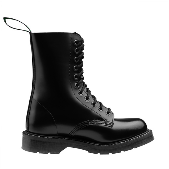 glany SOLOVAIR - 11 EYE DERBY BOOT (BLACK HI-SHINE) S11-981-BK-G