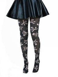 rajstopy SKULL & CROSSBONES PRINTED black