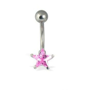 kolczyk do pępka BELLY BUTTON RING GWIAZDKA różne kolory RÓŻOWY [BCZ19]