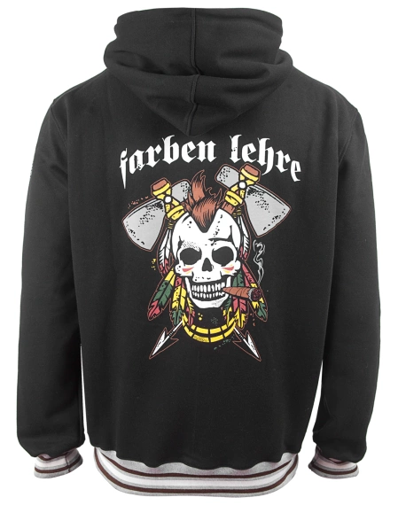 bluza rozpinana FARBEN LEHRE - INDIAN (black), z kapturem 