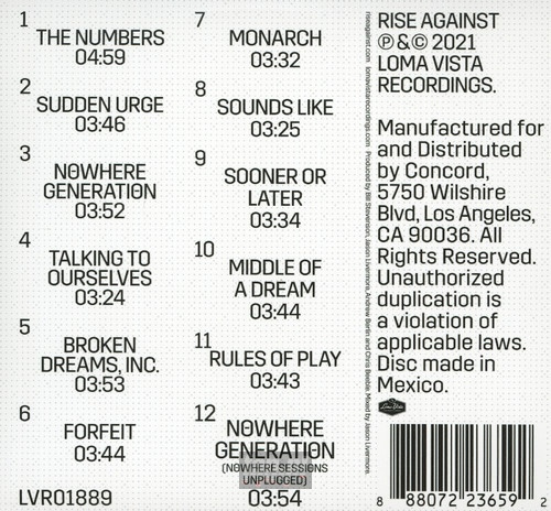 RISE AGAINST: NOWHERE GENERATION (CD)