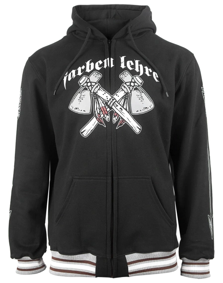 bluza rozpinana FARBEN LEHRE - INDIAN (black), z kapturem 