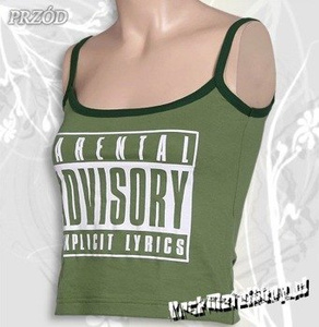 bluzka damska PARENTAL ADVISORY zielona, na ramiączkach