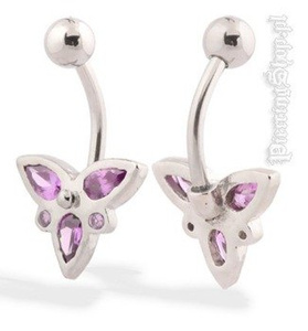 kolczyk do pępka FASHION 5 oczko fioletowe [BST566]