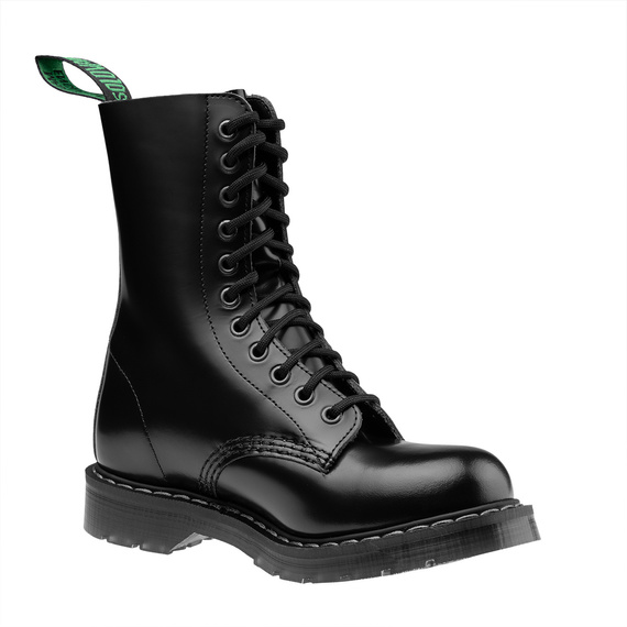 glany SOLOVAIR - 11 EYE DERBY BOOT (BLACK HI-SHINE) S11-981-BK-G