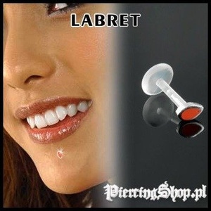 KOLCZYK DO BRODY LABRET(bioplast) ŁEZKA różne kolory CZERWONY [LA-156]
