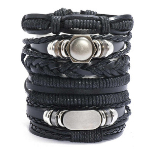 bransoletka BOHO BLACK, zestaw 6 bransoletek