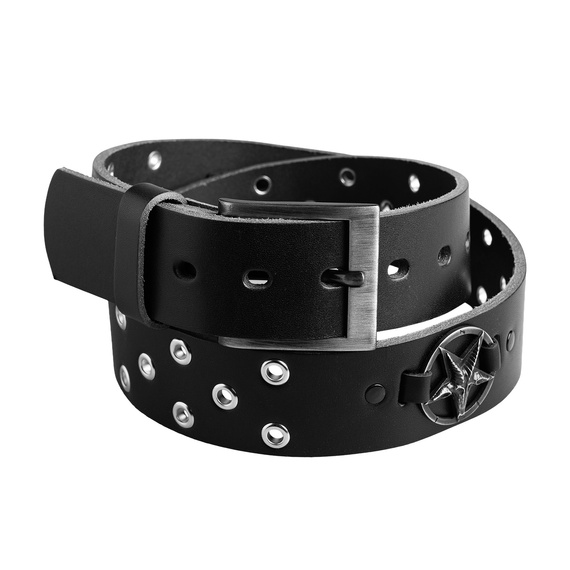 pasek PENTAGRAM + OKUCIA, skórzany