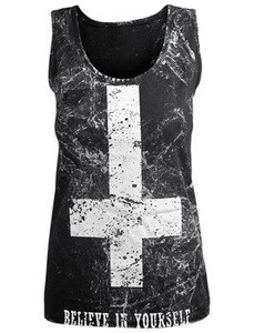 bluzka damska AMENOMEN - BELIEVE IN YOURSELF na ramiączkach (OMEN003DAR ALLPRINT WHITE)